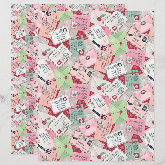 Papier Lettres de Noël à Père Noël Scrapbook Paper (Devant / Derrière)