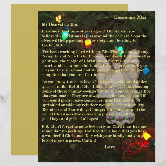 Papier Lettres de Père Noël Angel éclaire les enfants plu (Devant / Derrière)