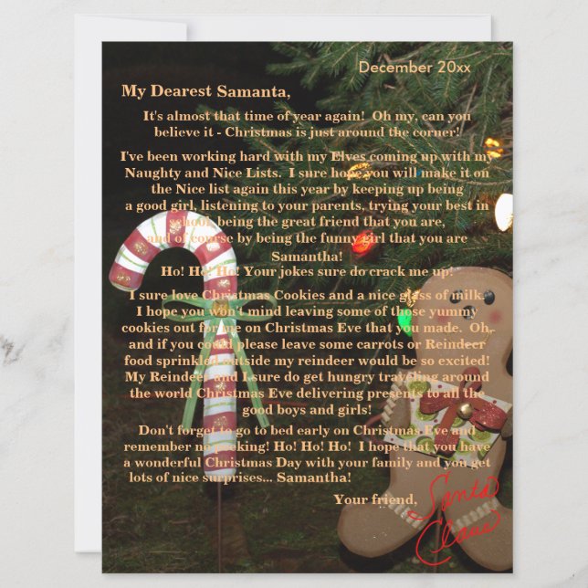 Papier Lettres de Père Noël Gingerbread Nom de l'homme DA (Devant)