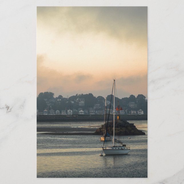 Papier Levée de soleil et bateaux (Devant)