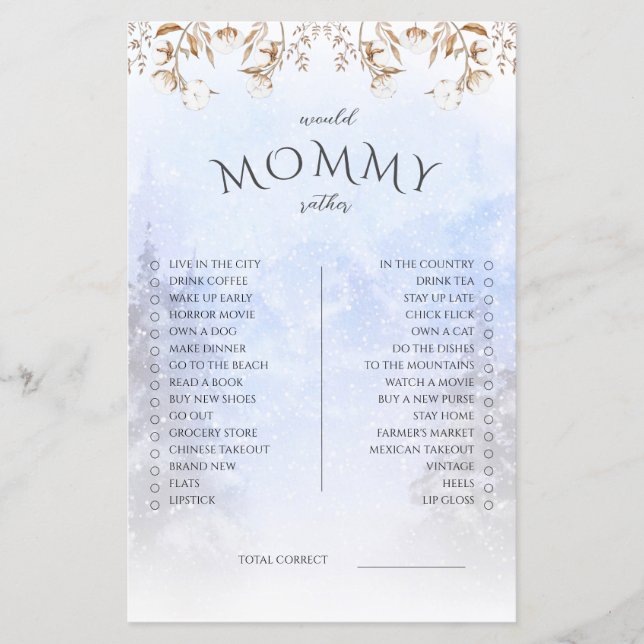Papier L'hiver serait maman plutôt Baby shower jeu (Devant)