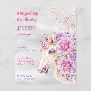 Papier Licorne de jour magique Budget floral joli