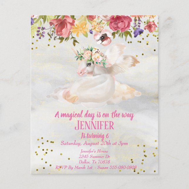 Papier Licorne de Pegasus en Or pour Enfant de Luxe (Devant)