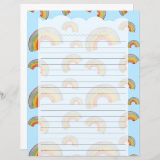Papier Light Blue Kawaii Rainbow Stationery Paper