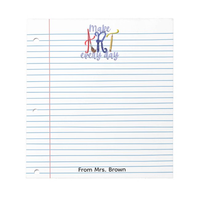 Papier ligné bloc-notes de professeur d'art (Devant)