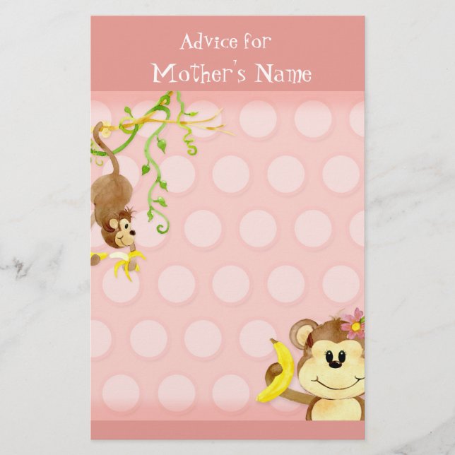Papier Lil Monkey, Conseil Baby shower Fille (Devant)