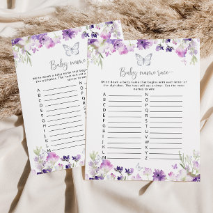 Papier Lilac argent papillon de bébé nom de course jeu
