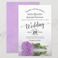 Lilac Purple Rose Chic BUDGET Faire-part de mariag