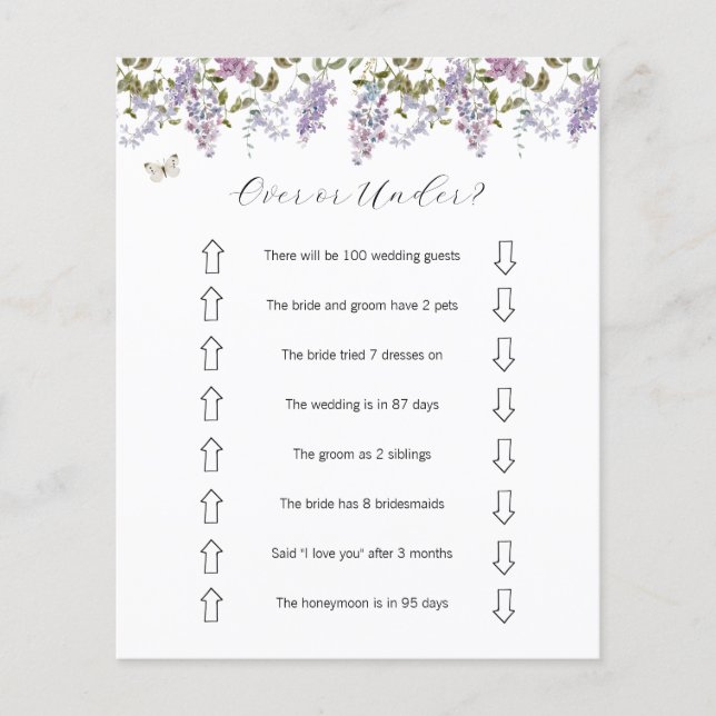Papier Lilas et Lavande Mariage : Au-Dessus ou Au-Dessous (Devant)