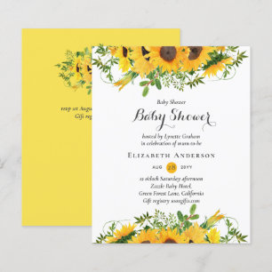 Papier Lilibet Baby Girls Sunflower Baby shower Invitatio