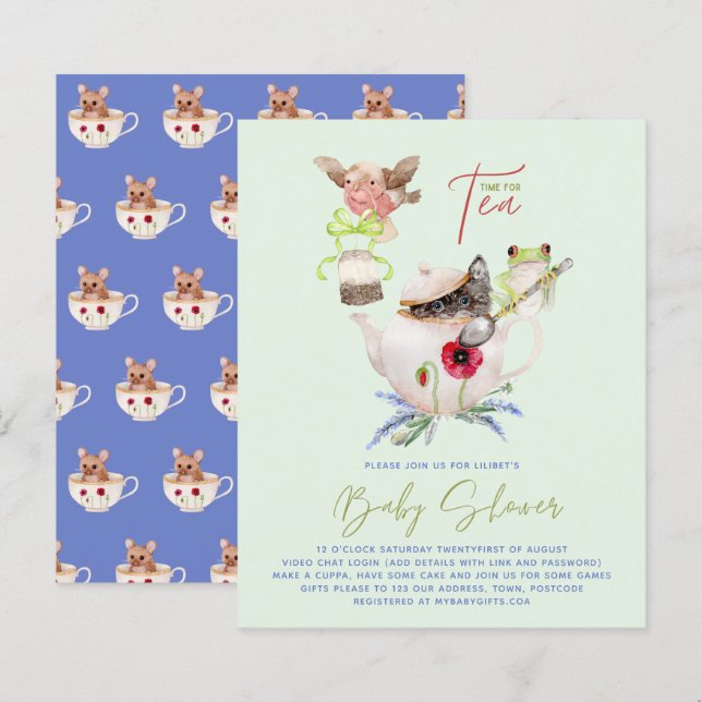 Papier Lilibet Tea Party Douche Invitation pour princesse (Devant / Derrière)