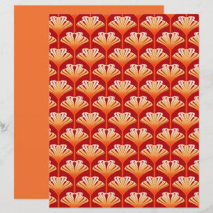 Papier Lily Art Déco, orange mandarine et or