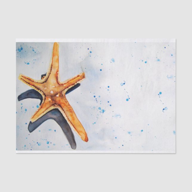 Papier lindert mit Aquarell von Seestern (Vorderseite)