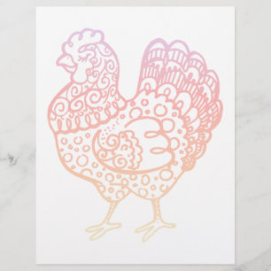 Papier Lineart de poulet orange