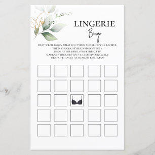 Papier Lingerie de verdure Bingo jeu de douche nuptiale