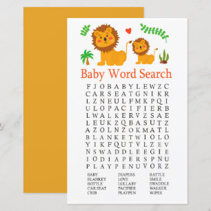 Papier Lion Baby shower Mot de recherche Jeu