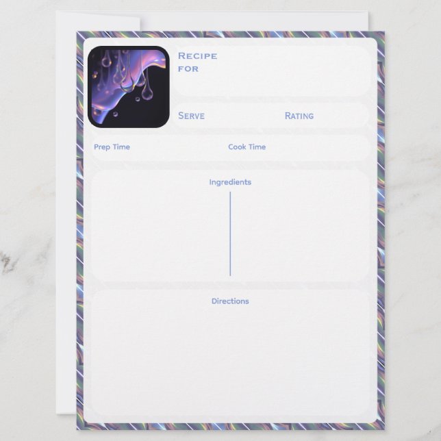 Papier Liquify - Binder Insert Recipe Card (Devant)