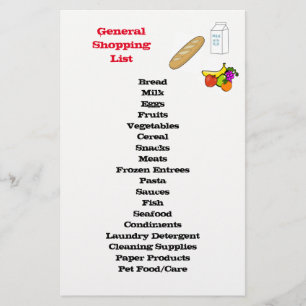 Papier Liste d'achats générale