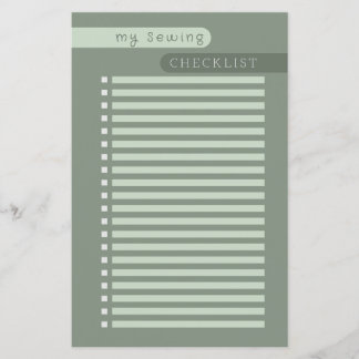 Papier liste de contrôle de couture sage