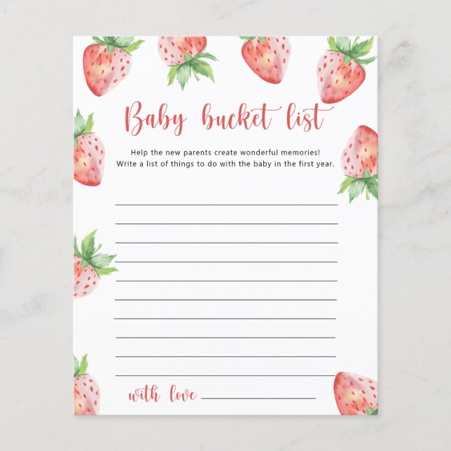 Papier Liste de naissance fraise - Bébé (Devant)
