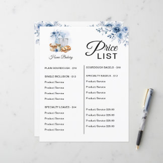 Papier Liste de prix du pain au levain Blue Mixer