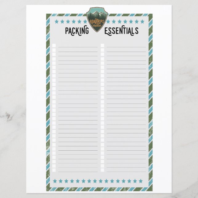 Papier Liste des éléments essentiels de l'emballage des d (Devant)