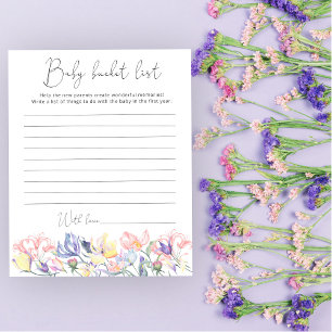 Papier Liste des seaux fleur sauvage baby shower bébé