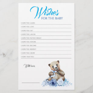 Papier Little Bear Blue Floral Baby shower Jeu