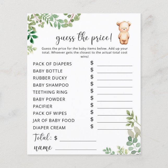 Papier Little bear Price Guest jeu (Devant)