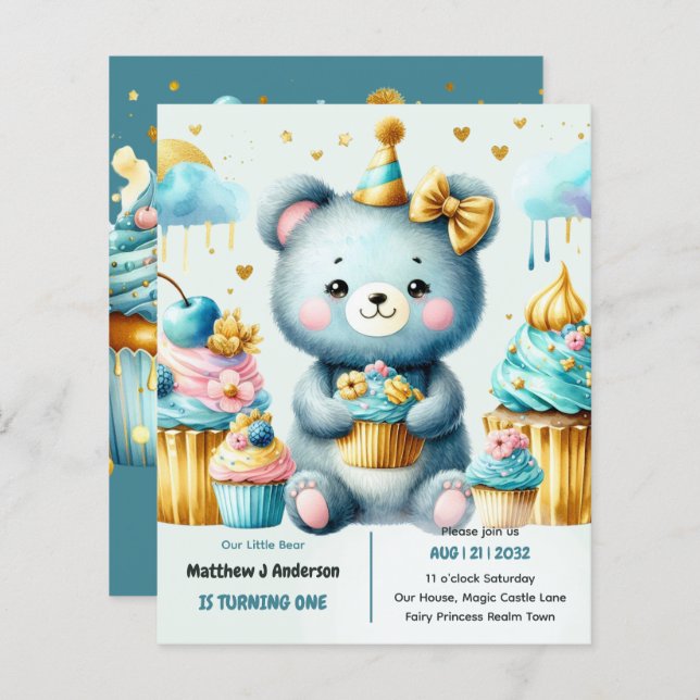 Papier Little Bear Turning ONE - Wild One 1er Anniversair (Devant / Derrière)