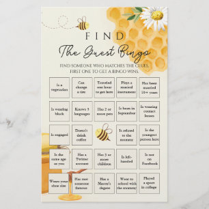 Papier Little Bee Baby shower Jeu de Bingo