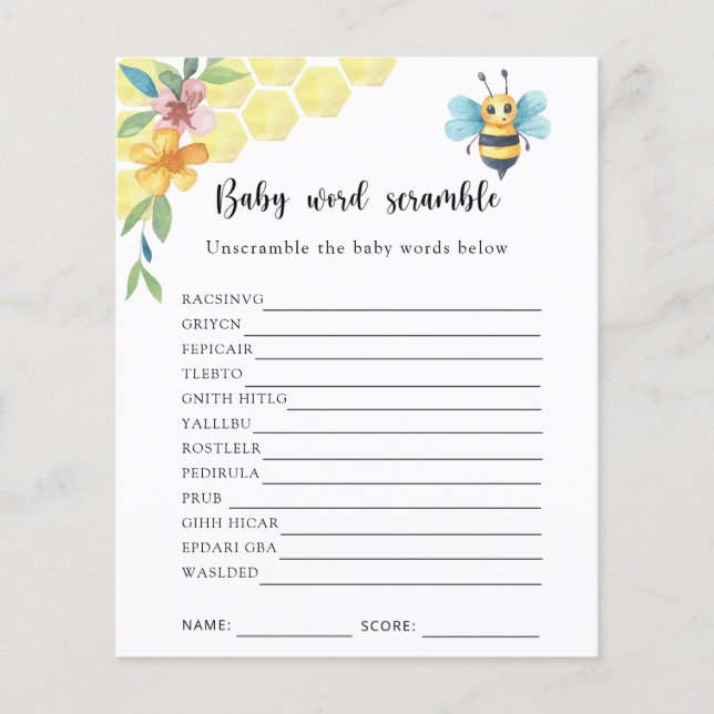 Papier Little Bee - Baby Word Scramble Jeu (Devant)