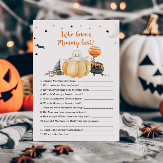 Papier Little Boo Citrouille Qui connaît maman meilleur j (Pumpkin Halloween Baby Shower Who knows mommy Best Game)