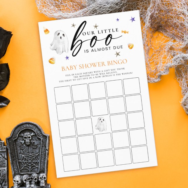 Papier Little Boo Halloween Jeux de douche de bingo (Enjoy this bridal shower Bingo game in a Halloween theme. Little Boo is almost due features ghosts.)