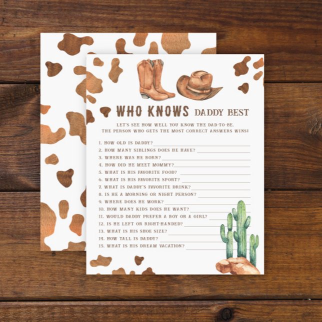 Papier Little Cowboy - Qui connaît Daddy meilleur jeu (Créateur téléchargé)