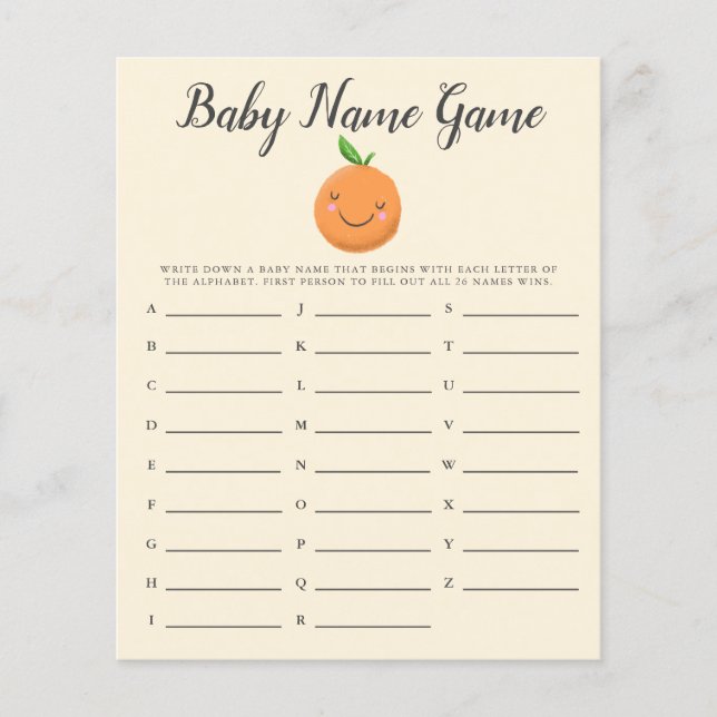 Papier Little Cutie Baby Name Douche Jeu Jaune (Devant)