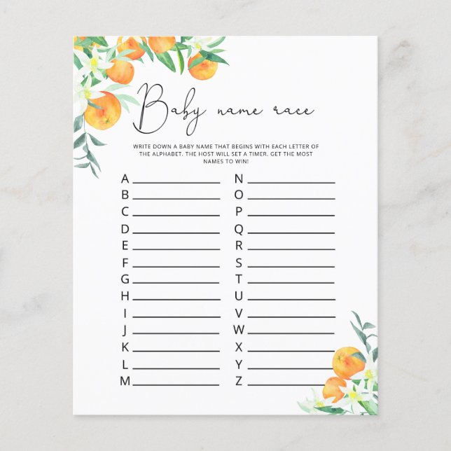 Papier Little cutie Baby nom jeu de course (Devant)