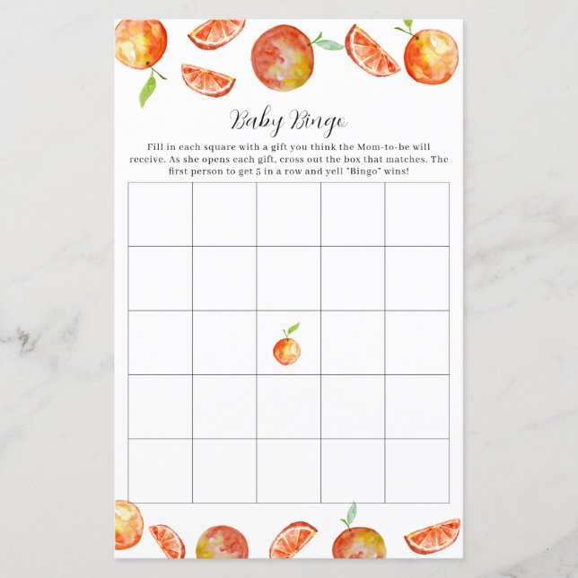 Papier Little Cutie Baby shower Bingo Activité de partie (Devant)