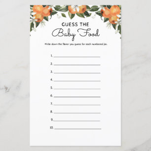 Papier Little Cutie Baby shower Devine The Baby Food Game