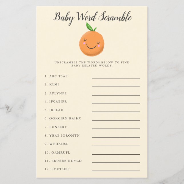 Papier Little Cutie Baby Word Scramble Jeu Jaune (Devant)