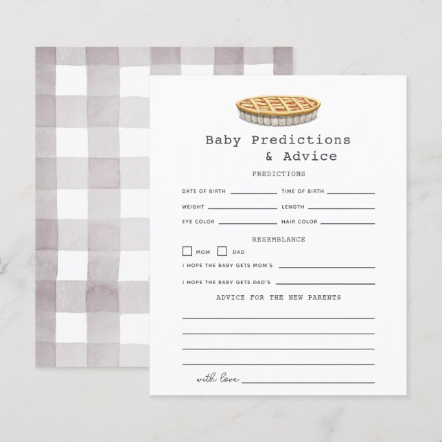 Papier Little Cutie Pie Baby Prédictions et conseils (Devant / Derrière)