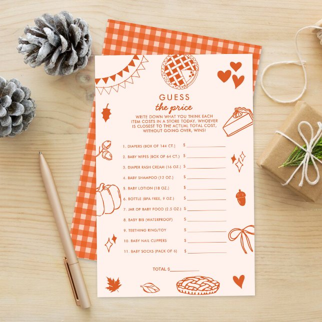 Papier Little Cutie Pie Baby Shower Guess The Price Game (Créateur téléchargé)