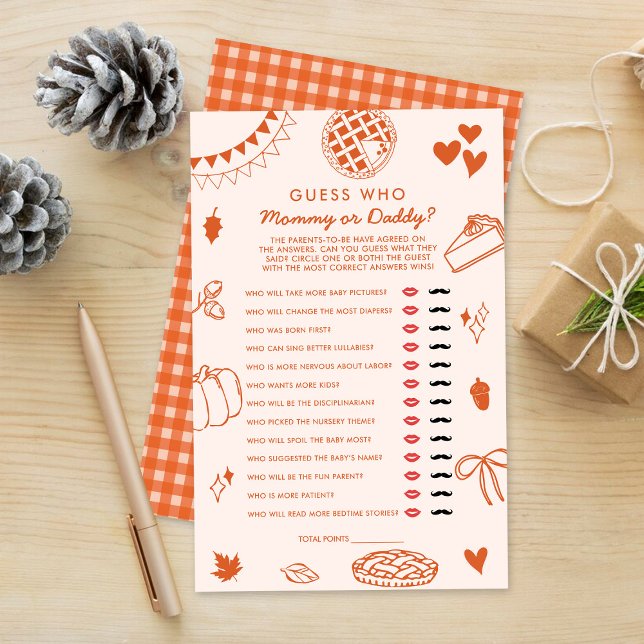 Papier Little Cutie Pie Fall Baby Shower Guess Who Game (Créateur téléchargé)