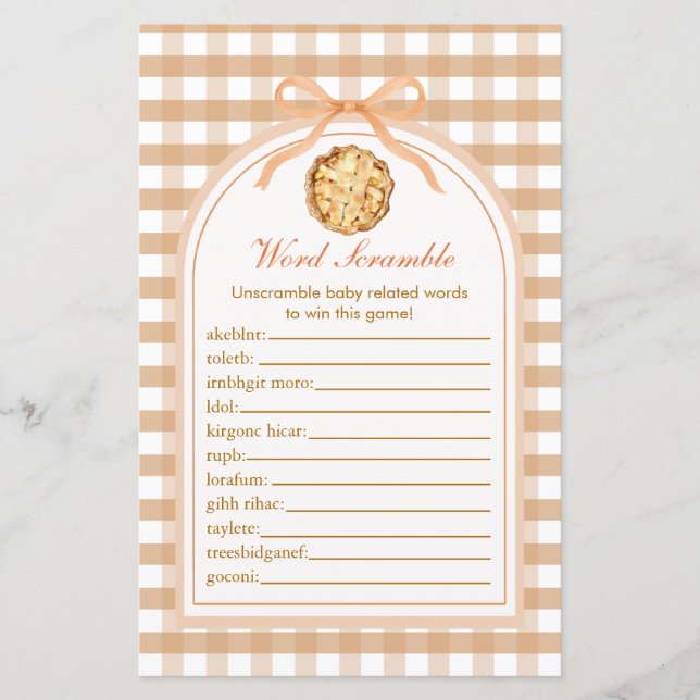 Papier Little Cutie Pie Word Scramble 1er Anniversaire (Devant)