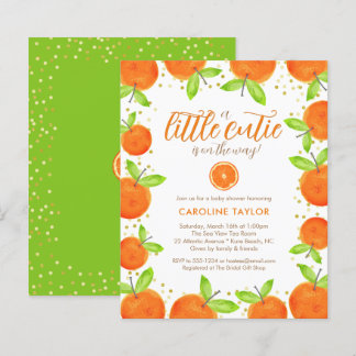 Papier Little Cutie sur le chemin Orange Baby shower Invi