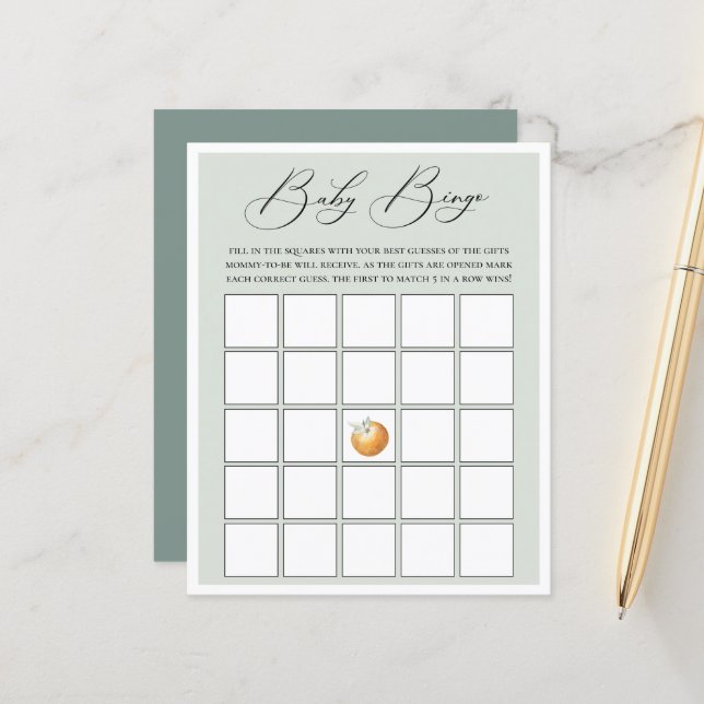 Papier Little Cutie Thème Baby Bingo Jeu (Devant/Arrière en situation)