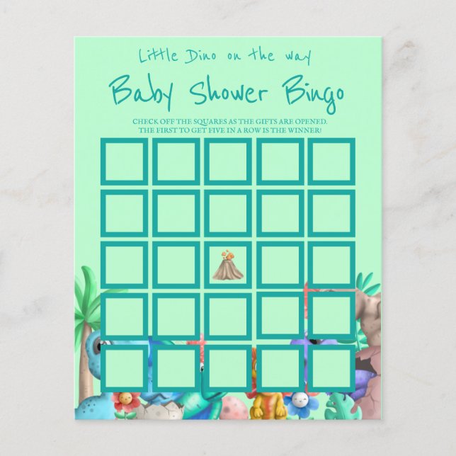 Papier Little Dino sur le chemin Baby shower de verdure B (Devant)