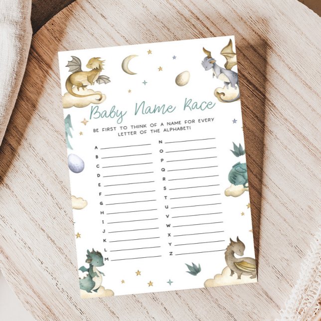 Papier Little Dragon Baby Shower Baby Name Race Game (Dragon Baby Shower Game)