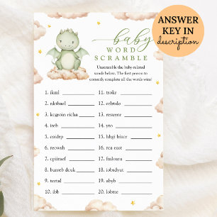 Papier Little Dragon Baby shower Baby Word Scramble Jeu