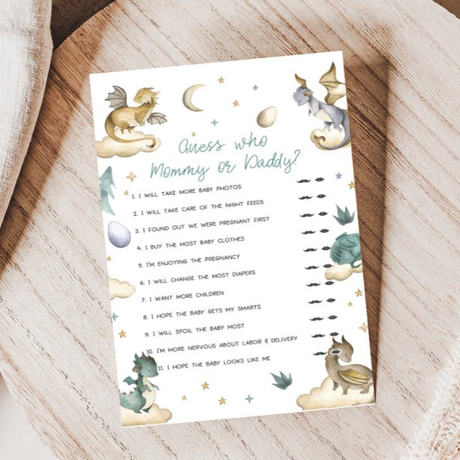 Papier Little Dragon Baby Shower Guess Who Game (Dragon Baby Shower Game)